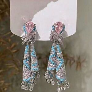 Elegant Pink and Turquoise push back Earrings